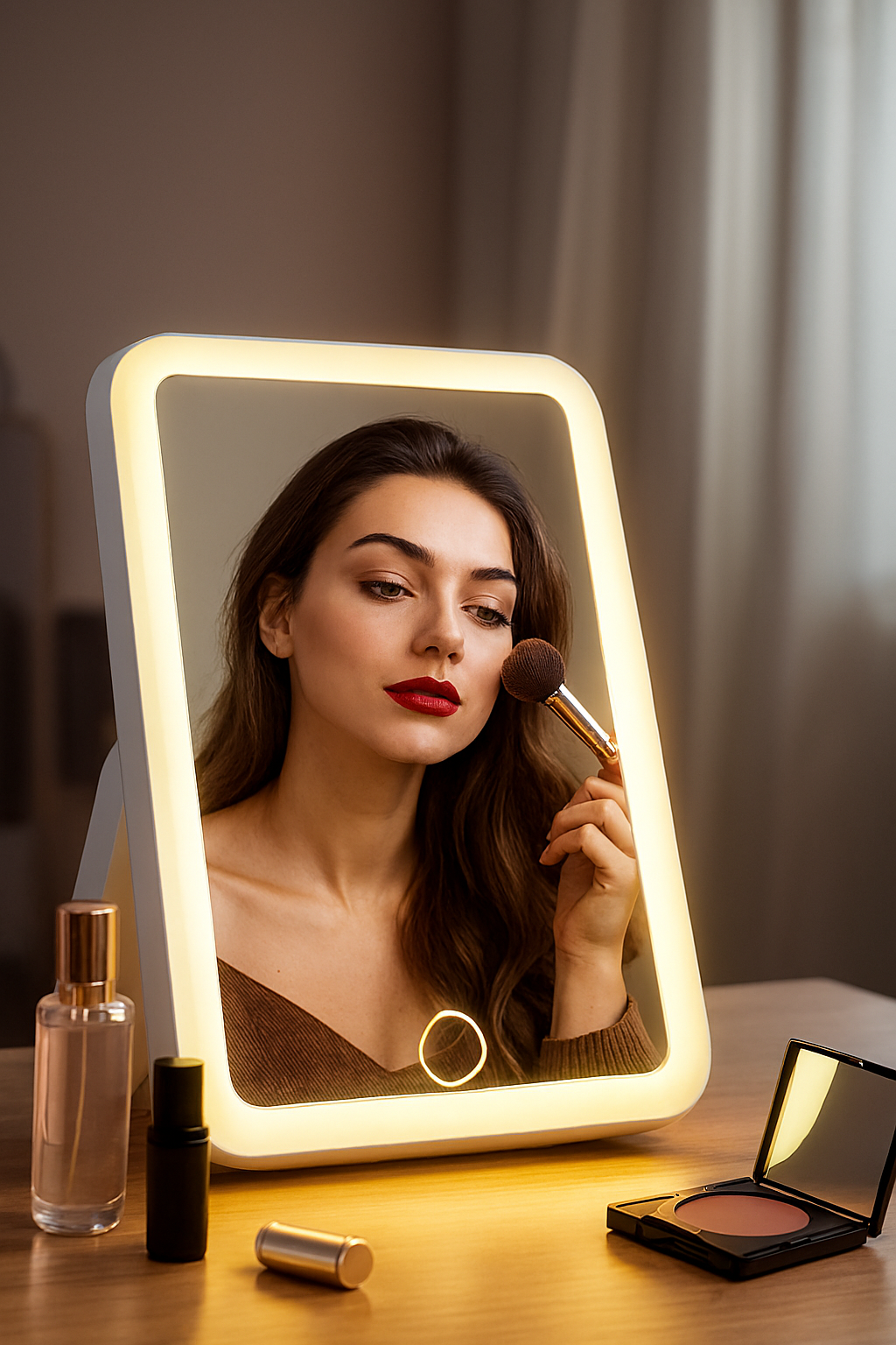 3 renk LED makyaj aynası - Dokunmatik ekran, USB şarj edilebilir, taşınabilir tasarım, beyaz sarı ve karışık ışık modları
