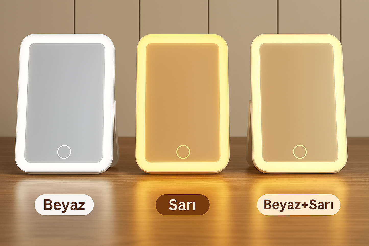 LED Işıklı Makyaj Aynası - Uygun Fiyat, 3 Renk, USB Şarj | Caddea