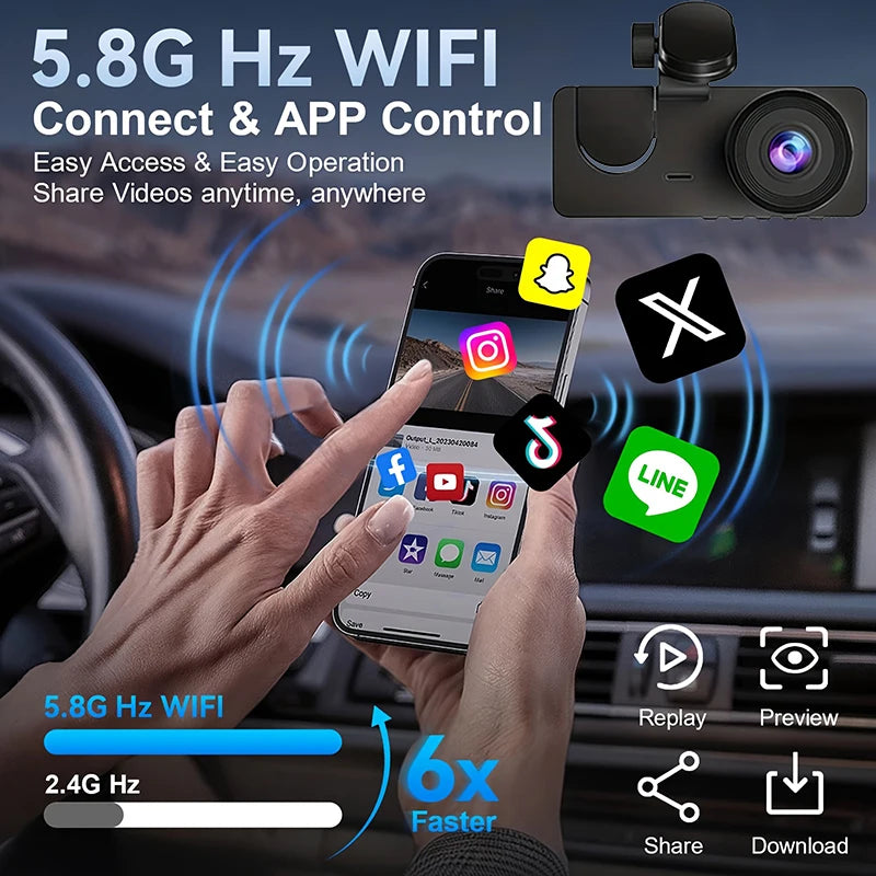 2025 Araç Kamerası 1080P HD 2/3 Kanal WiFi Gece Görüşlü Ön Arka Kamera