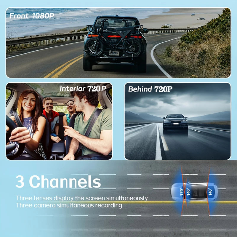2025 Araç Kamerası 1080P HD 2/3 Kanal WiFi Gece Görüşlü Ön Arka Kamera
