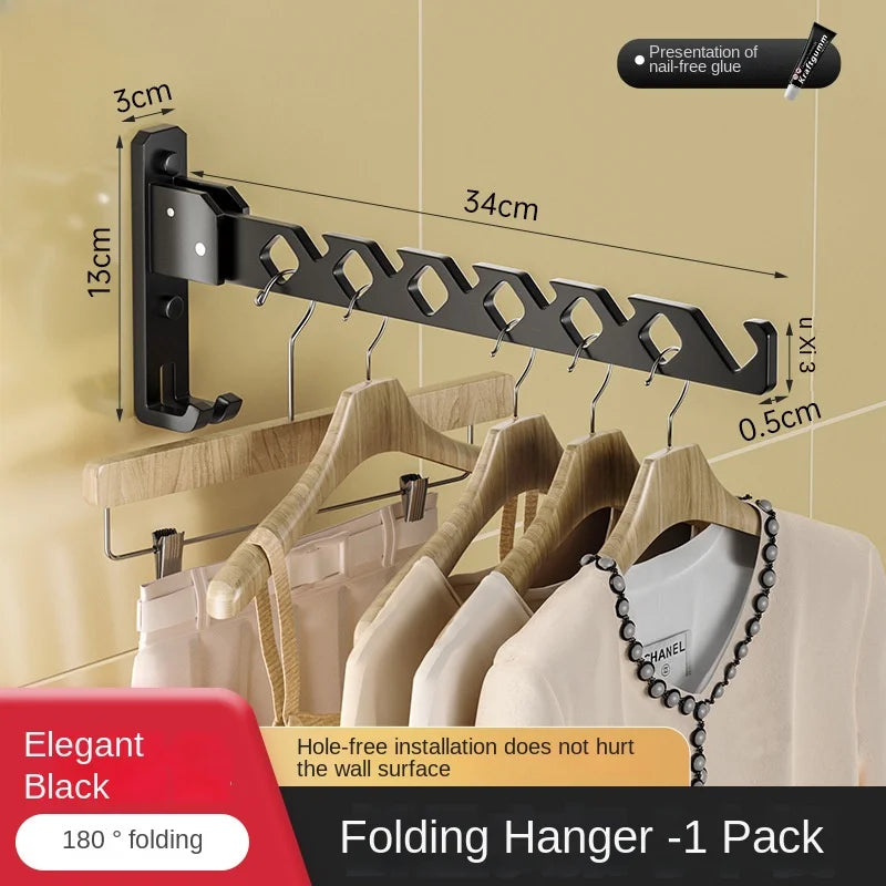 Katlanır Duvar Tipi Çamaşır Kurutma Rafı - Delmeden Monte Geri Çekilebilir Askılık