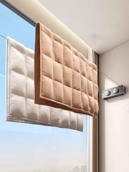 Duvara Monte Çamaşır İpi - Geri Çekilebilir Katlanır Çamaşır Askısı 10-19m