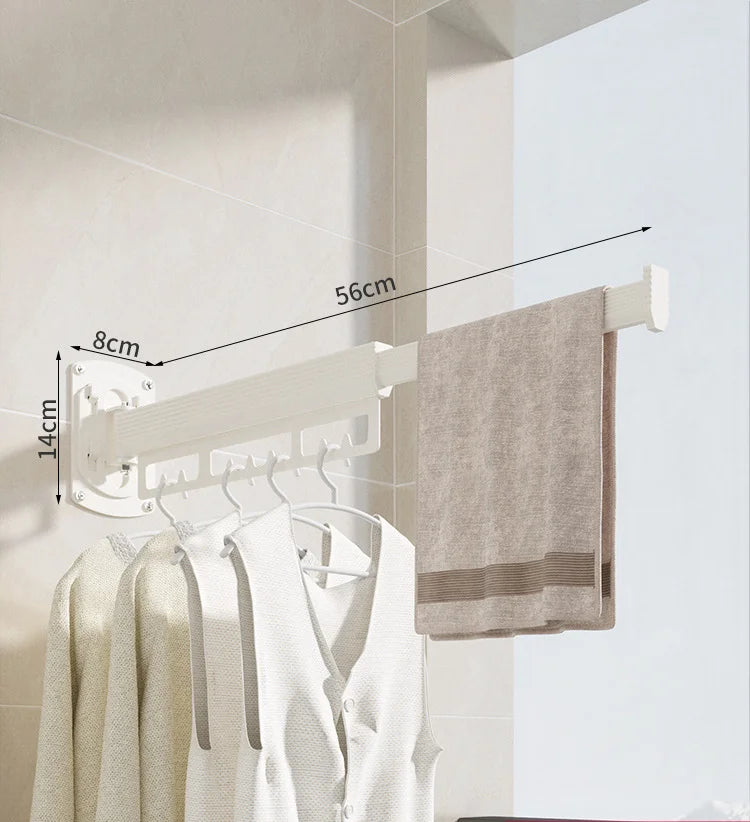 Katlanır Duvar Tipi Çamaşır Kurutma Rafı - Delmeden Monte Geri Çekilebilir Askılık