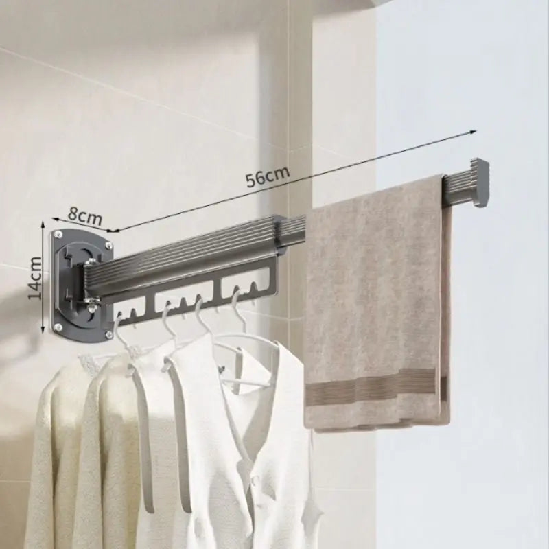 Katlanır Duvar Tipi Çamaşır Kurutma Rafı - Delmeden Monte Geri Çekilebilir Askılık