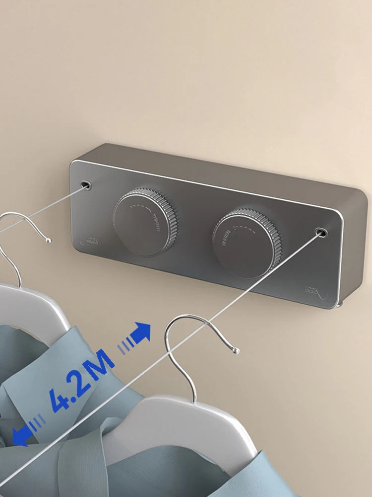 Duvara Monte Çamaşır İpi - Geri Çekilebilir Katlanır Çamaşır Askısı 10-19m