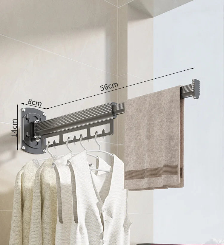 Katlanır Duvar Tipi Çamaşır Kurutma Rafı - Delmeden Monte Geri Çekilebilir Askılık