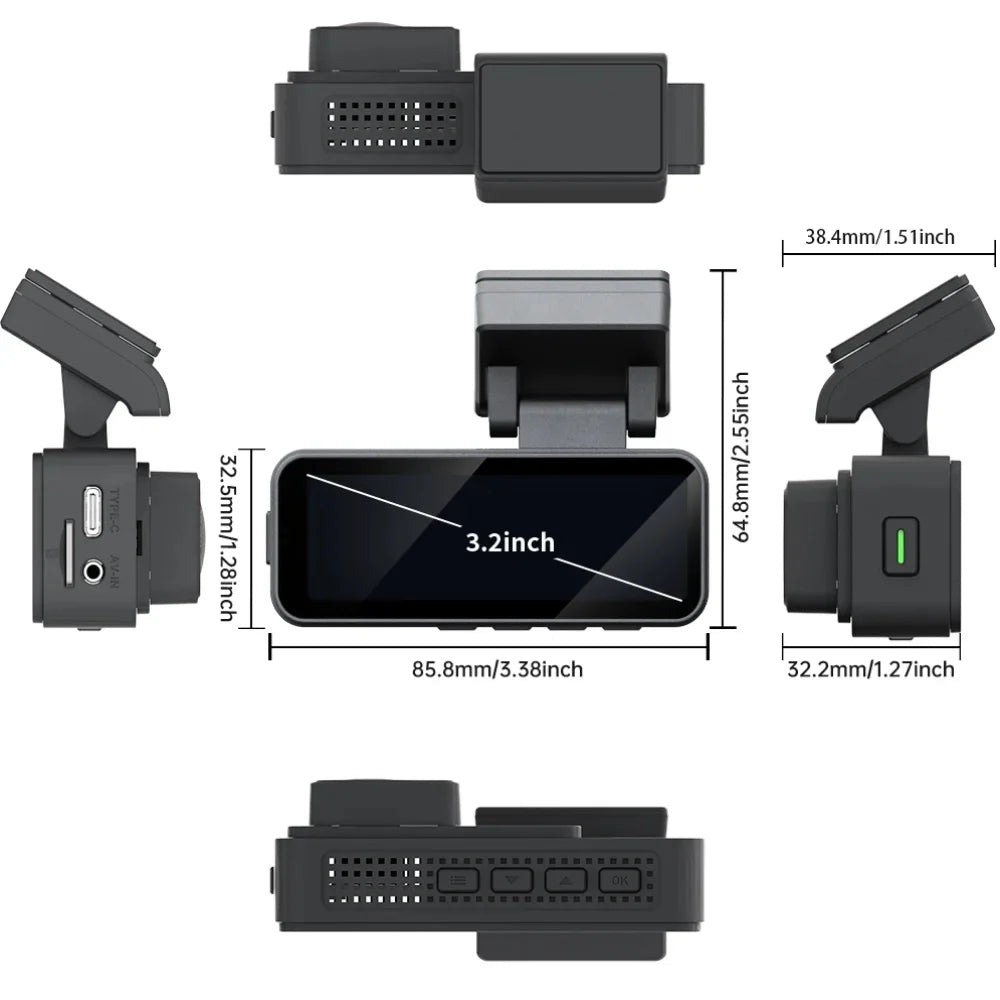 QOZ 4K Araç Kamerası Çift Lens 2.5K Arka Kamera WiFi GPS 24 Saat Park Monitörü